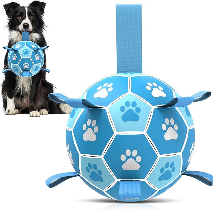 QDAN Dog Toy Balls, Premium Dog Soccer Ball with Straps, Outdoor Dog Toys, Pet Training Soccer fo... | Amazon (US)