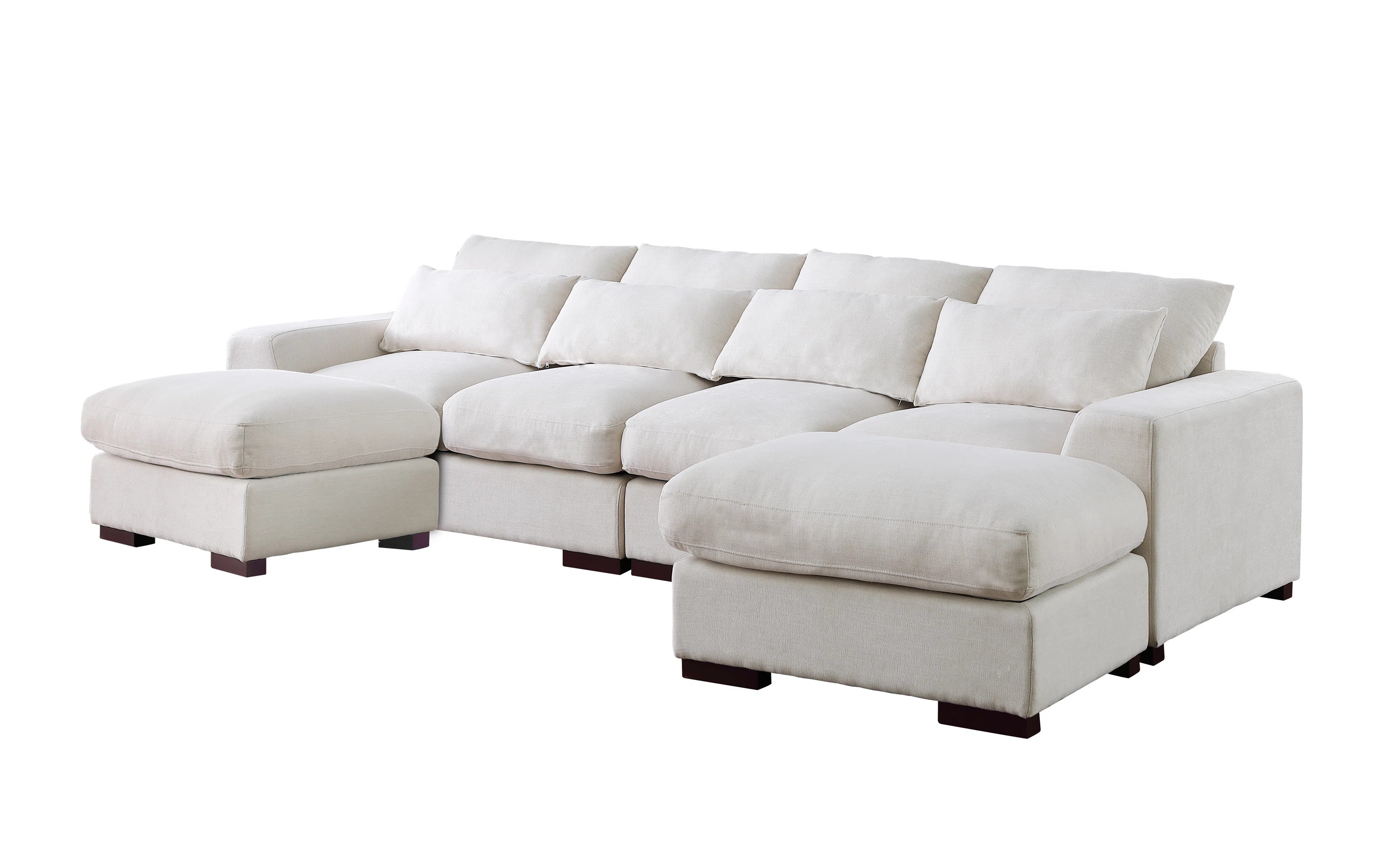 Tatman Linen Blend Sectional with 2 Ottomans | Wayfair North America
