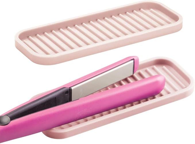 mDesign Silicone Heat-Resistant Hair Care Styling Tool Mat Tray for Curling/Flat Irons, Straighte... | Amazon (US)
