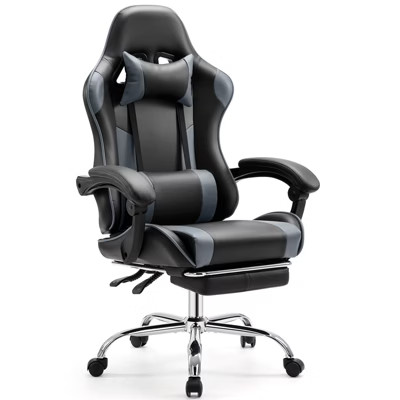 Bestier Ergonomic Gaming Chair - PU Leather gaming chair with Adjustable Footrest & Backrest, Lum... | Target