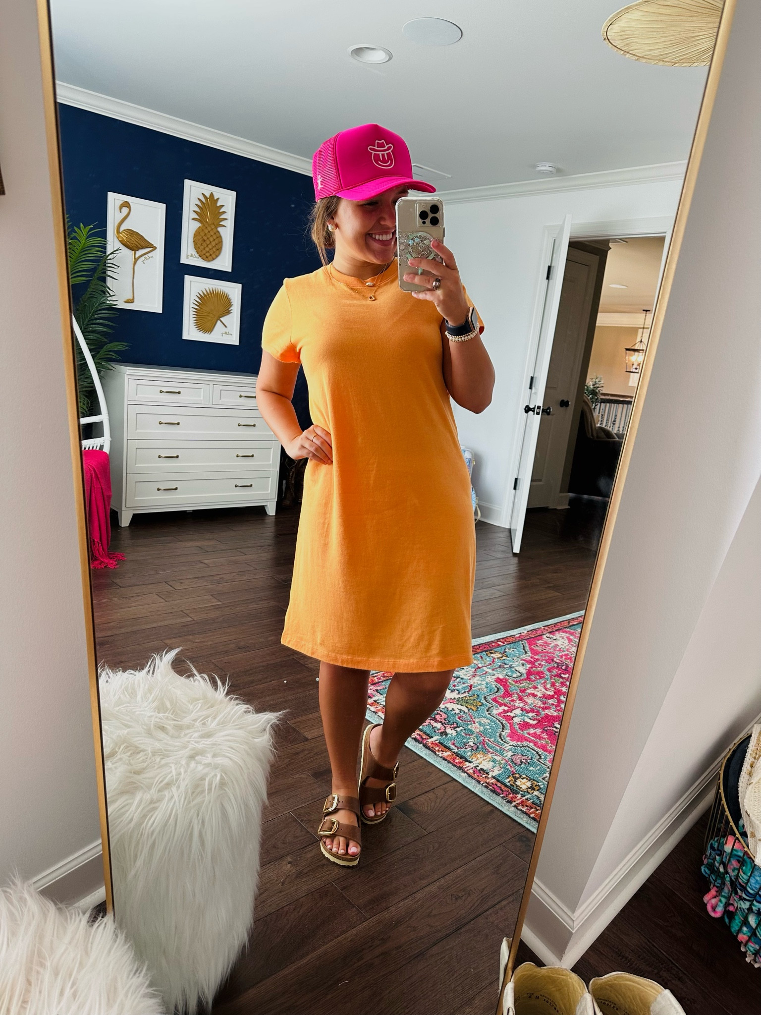 Pink & Orange Casual Outfit 🩷🧡 Hat from @saltcreekmarket on Instagram. 

Orange Dress 
Pink Hat
Summer outfit
Comfy and Casual 

#LTKsalealert #LTKunder50 #LTKshoecrush