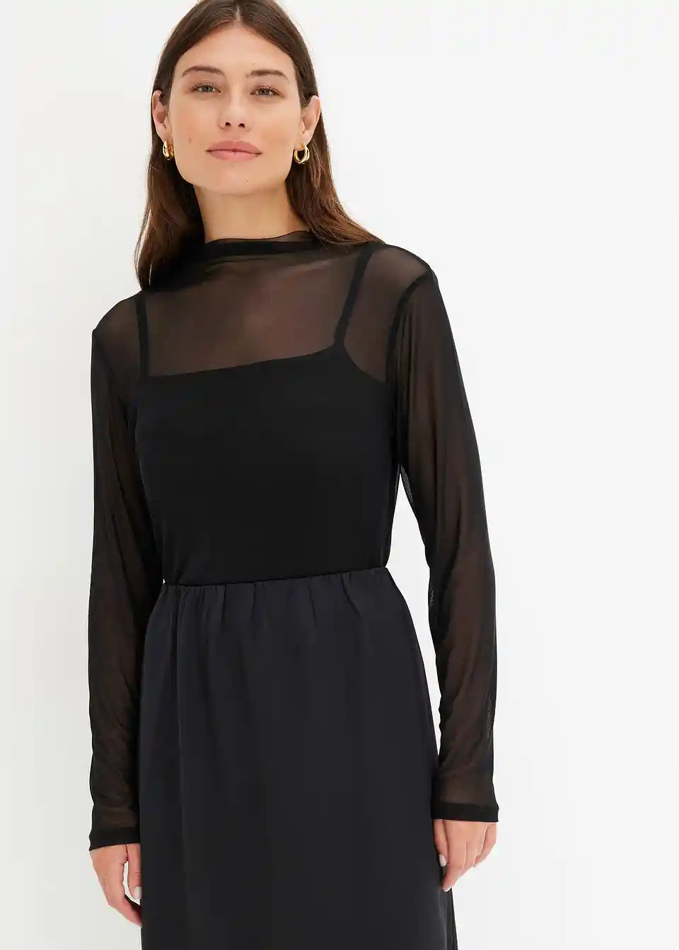 Langarmshirt aus transparentem Mesh | Bonprix DE