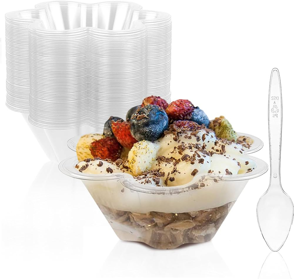 TOFLEN 8 oz Dessert Cups with Spoons, 50 Pack Clear Plastic Small Party Serving Bowls for Sundae,... | Amazon (US)