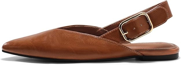 Coutgo Womens Flat Mules Closed Pointed Toe Slingback Slip On Flats Work Office Dress Sandal Shoe... | Amazon (US)