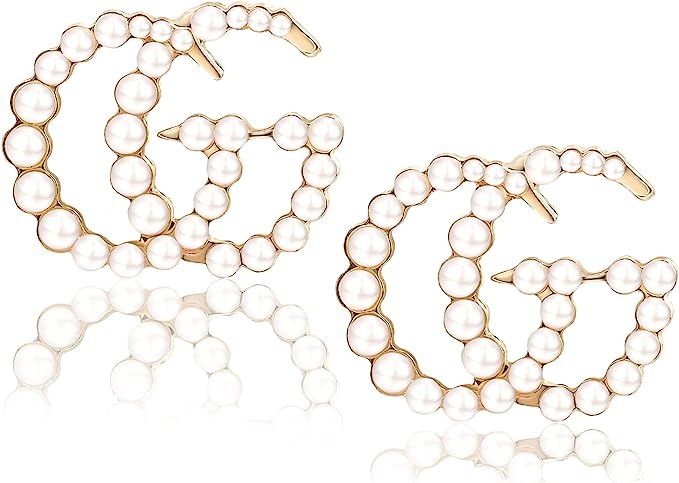 G Earrings Initial Letter Earrings - Sterling Silver Hypoallergenic Faux Pearl Earrings Alphabet ... | Amazon (US)
