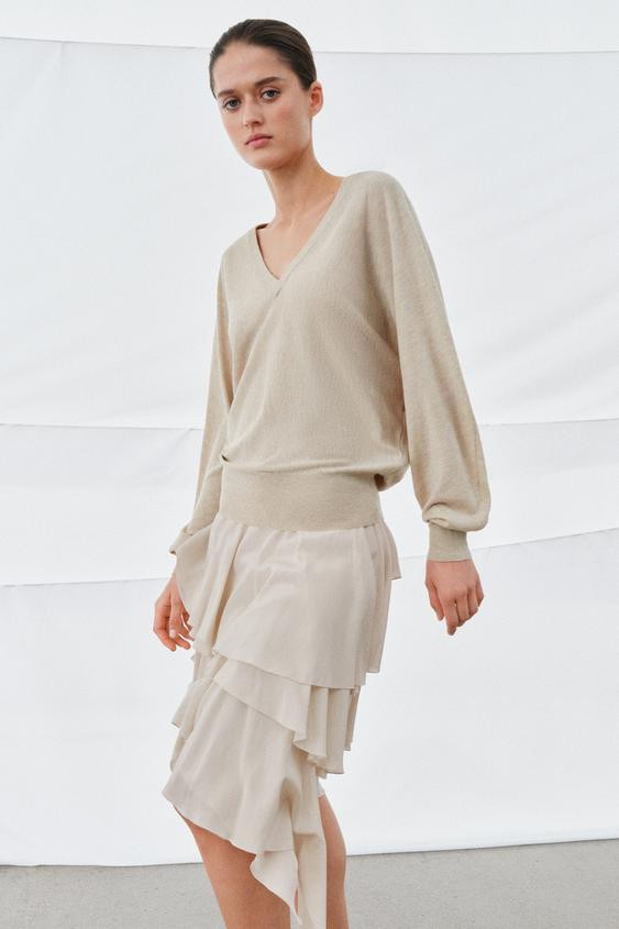 WOOL BLEND V-NECK SWEATER | Zara US