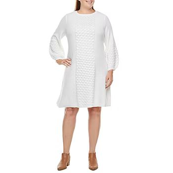 Isabel & Nina Plus Long Balloon Sleeve Shift Sweater Dress | JCPenney