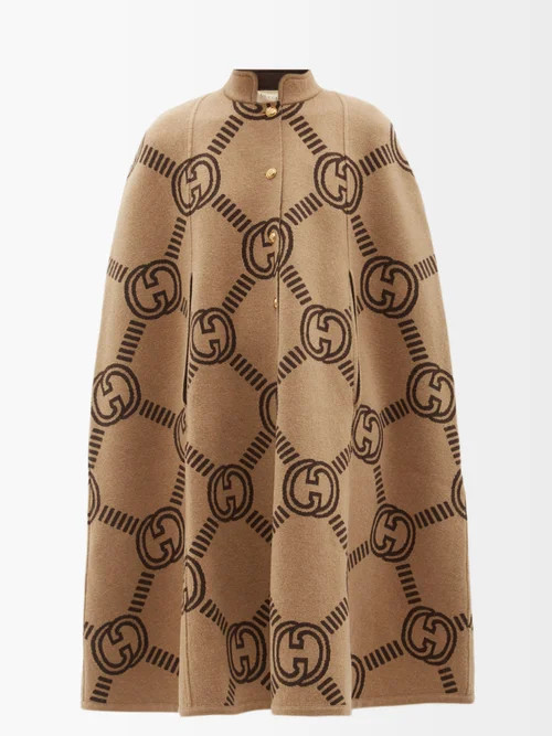 Gucci - GG-jacquard Wool-blend Cape - Womens - Beige | Matches (US)