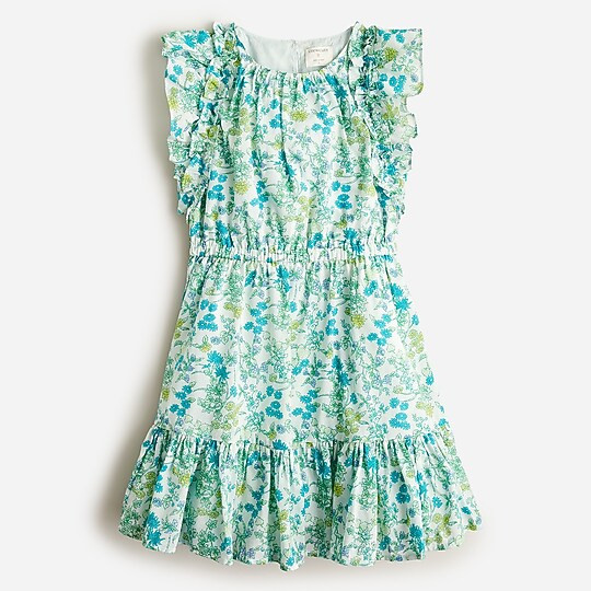 Girls' ruffle-trim dress in floral | J. Crew US