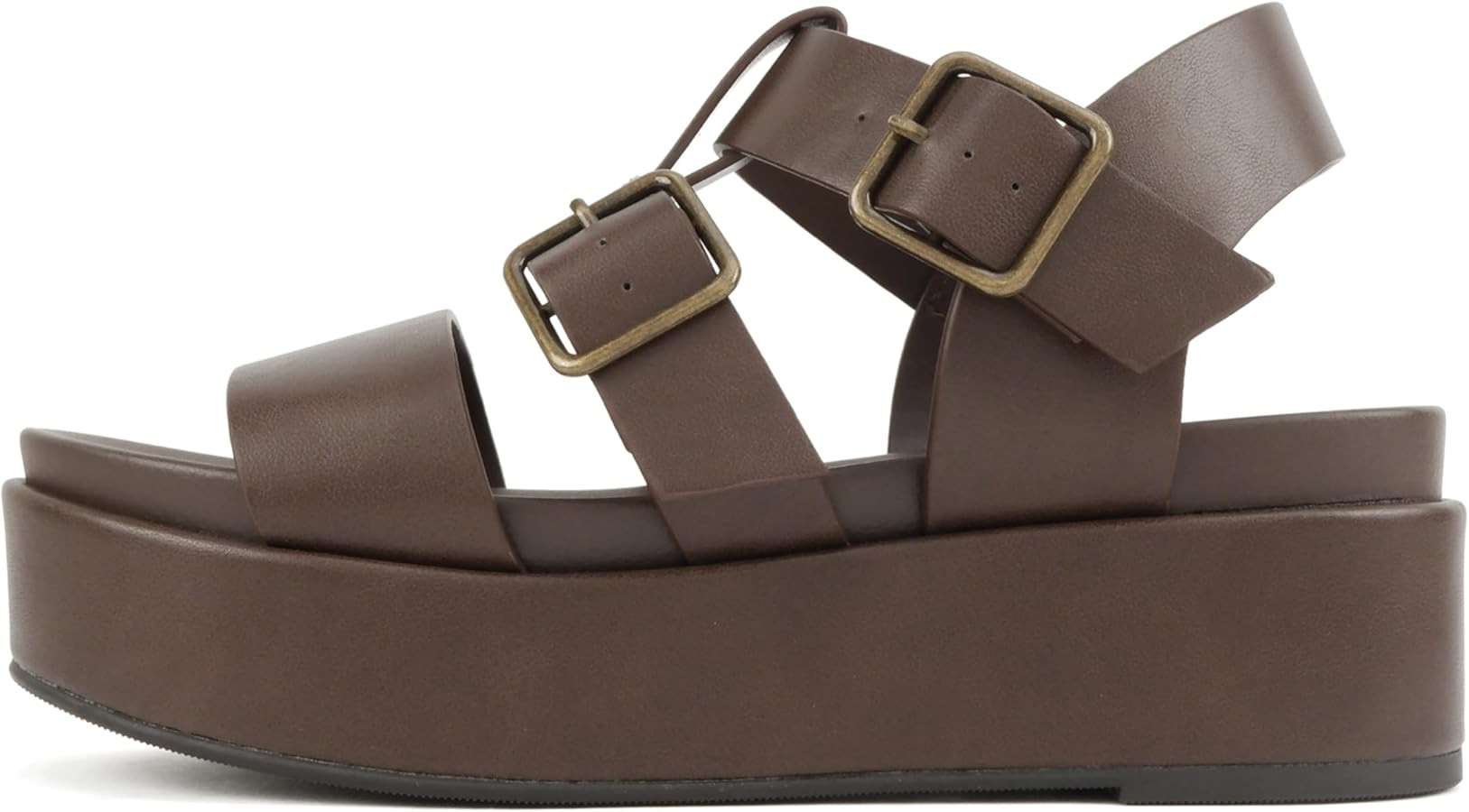 Soda “STELLAR” ~ Women Flatform Multi Strap Double Buckle Open Toe Ankle Strap Platform Wedge... | Amazon (US)