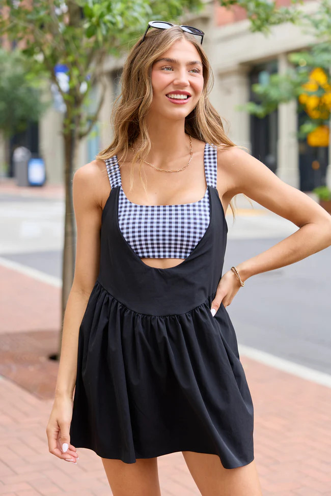 Fresh Pace Black Gingham Dress | Pink Lily