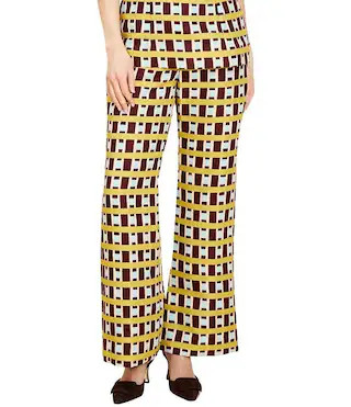 Mestiza New York Jacquard Checkered High Rise Fitted High Waist Wide Leg Coordinating Friday Pants -  8 | Dillard's