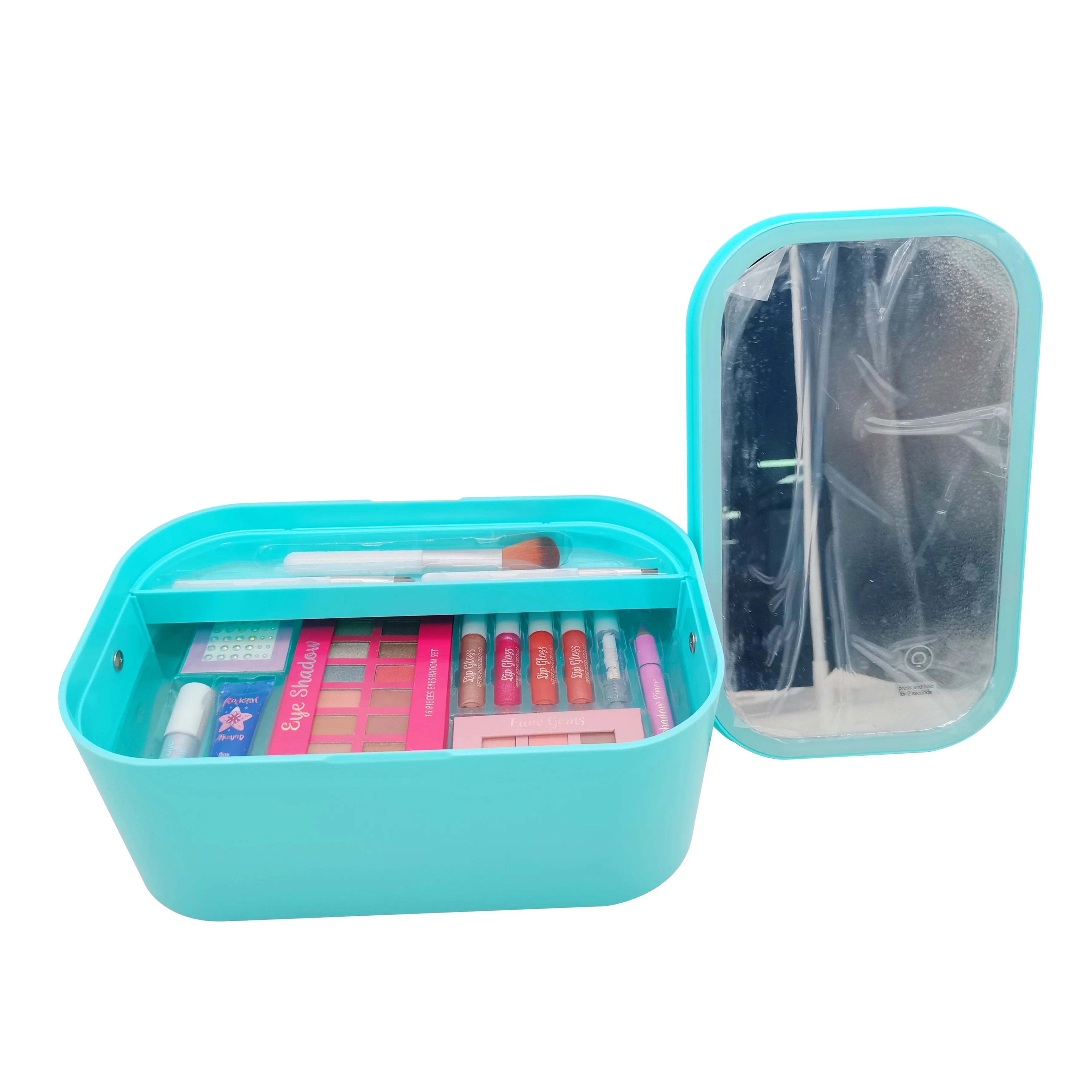 Cosmetic Set with LED Mirror Box, Blue | Walmart (US)