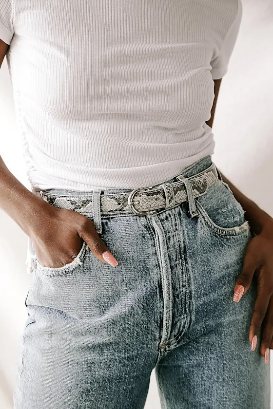 Sound It Out Grey Multi Snake-Embossed Belt | Lulus (US)