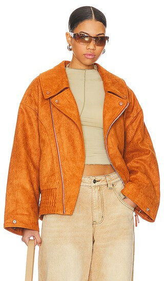 The Hybrid Biker Jacket in Tobacco | Revolve Clothing (Global)