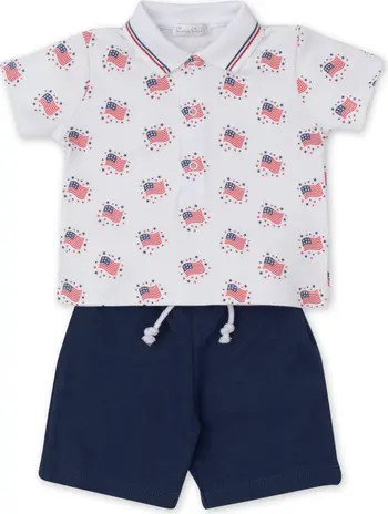USA Flag Print Pima Cotton Polo & Shorts Set | Nordstrom