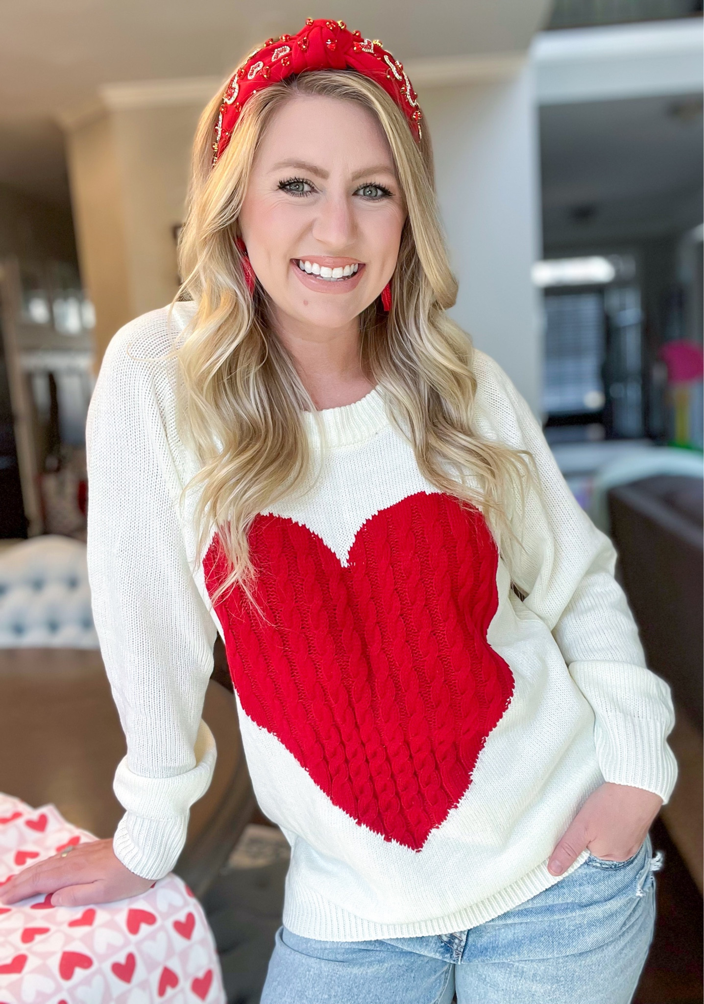 Valentines Day Outfit 
Valentines Sweater, Valentines Earrings, Valentines Headband, Date Night Outfit , Red Heart, Sweater, Winter Outfit , February 14th , #founditonamazon 

#LTKstyletip #LTKSeasonal #LTKfindsunder50
