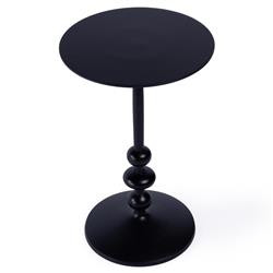 Giffard French Country Black Metal Round Outdoor Pedestal Side Table | Kathy Kuo Home