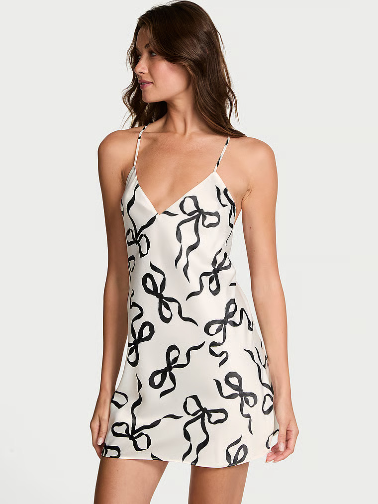 Buy Satin Open-Back Slip Dress, Black Bows - Order Slips online - Victoria's Secret US | Victoria's Secret (US / CA )
