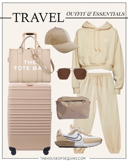 Shop my latest travel outfit! Travel essentials, travel look, airplane outfit. Beis Luggage carry-on bag, belt bag, athleisure travel style, cropped sweatshirt, Nike Fontanka Waffle sneakers 

#LTKtravel #LTKunder50 #LTKstyletip