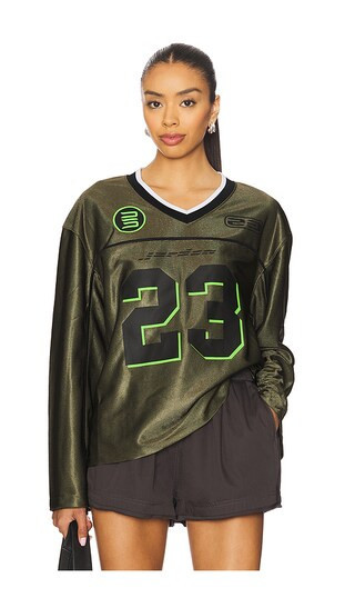 Jordan Long Sleeve Jersey Top in Olive. - size S | Revolve Clothing (Global)