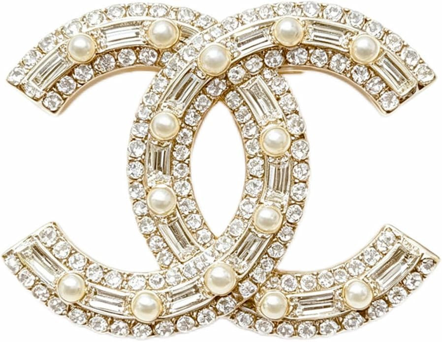 Shiny Pearl Rhinestone Curved Interlock Brooch Women Daily Outfit Lapel Pin | Lightweight for all... | Amazon (US)