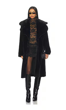 superdown Willow Faux Fur Long Coat in Black from Revolve.com | Revolve Clothing (Global)