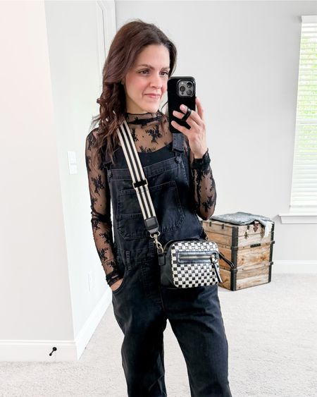 Daily Look | mesh top, black overalls, sneakers, check crossbody bag 


#LTKStyleTip