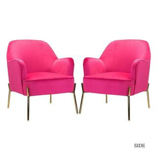 Nora Fushia Gold Legs Accent Chair Set of 2 | The Home Depot