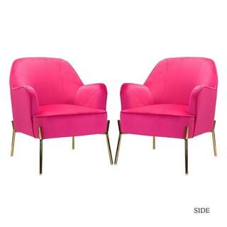 Nora Fushia Gold Legs Accent Chair Set of 2 | The Home Depot
