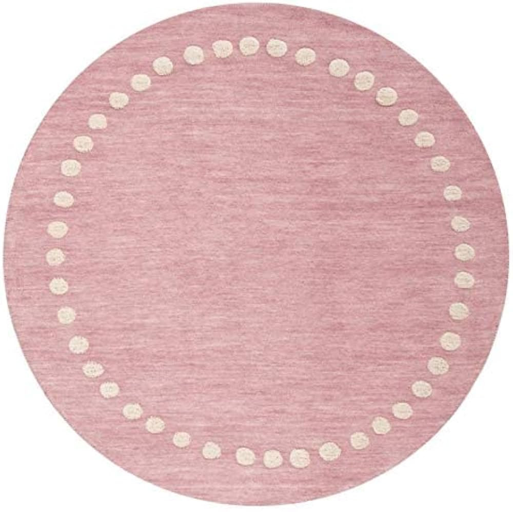 SAFAVIEH Kids Collection 5' Round Pink SFK802U Handmade Polka Dot Border Wool Area Rug | Amazon (US)