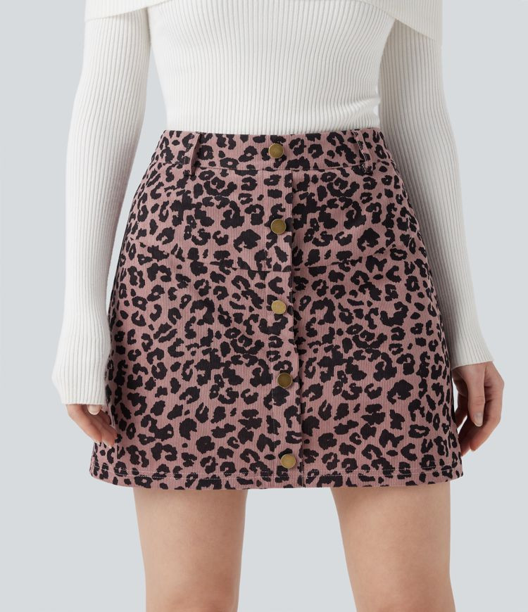 Women’s High Waisted 2-in-1 Leopard Print Mini Casual Skirt with Pocket - Halara | HALARA