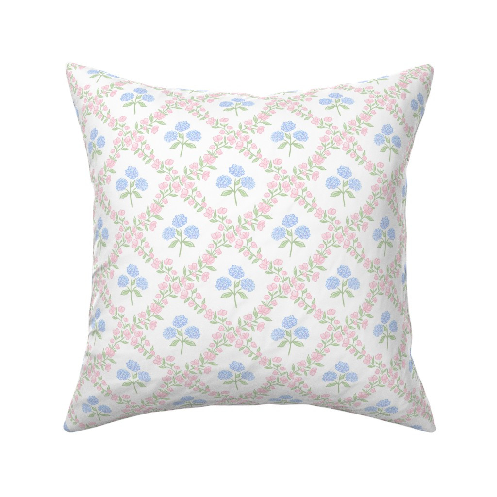 Hydrangea Trellis hydrangea lattice pink floral vine preppy traditional 160 Throw Pillow | Spoonf... | Spoonflower