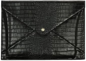 Heaven Mayhem Laptop Sleeve – 15.25" x 10.5" Black Crocodile-Textured Faux Leather Case – Sleek Envelope-Style Protection with Gold Logo – Fits Most Laptop Models | Amazon (US)