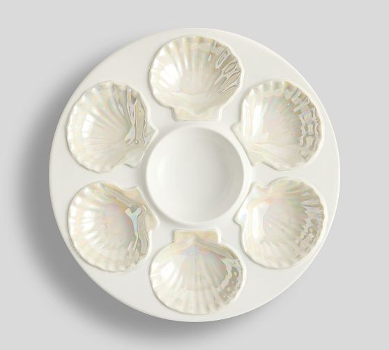 Coastal Embossed Stoneware Oyster Serving Platter | Pottery Barn (US)