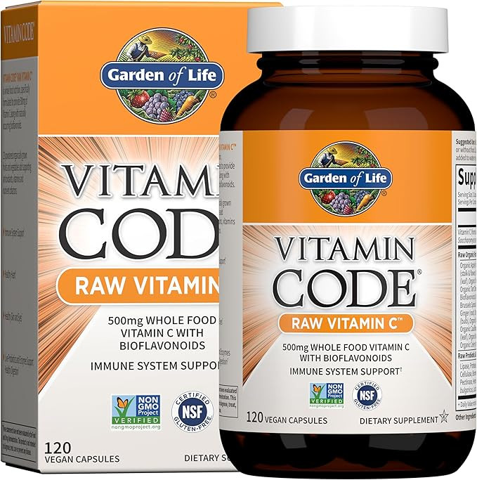 Garden of Life Vitamin Code Raw Vitamin C - 120 Capsules, 500mg Whole Food Vitamin C Capsules + F... | Amazon (US)