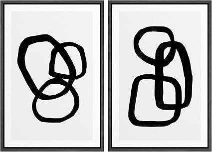 SIGNWIN Framed Canvas Print Wall Art Set Mid-Century Geometric Ring Collage Abstract Shapes Illus... | Amazon (US)