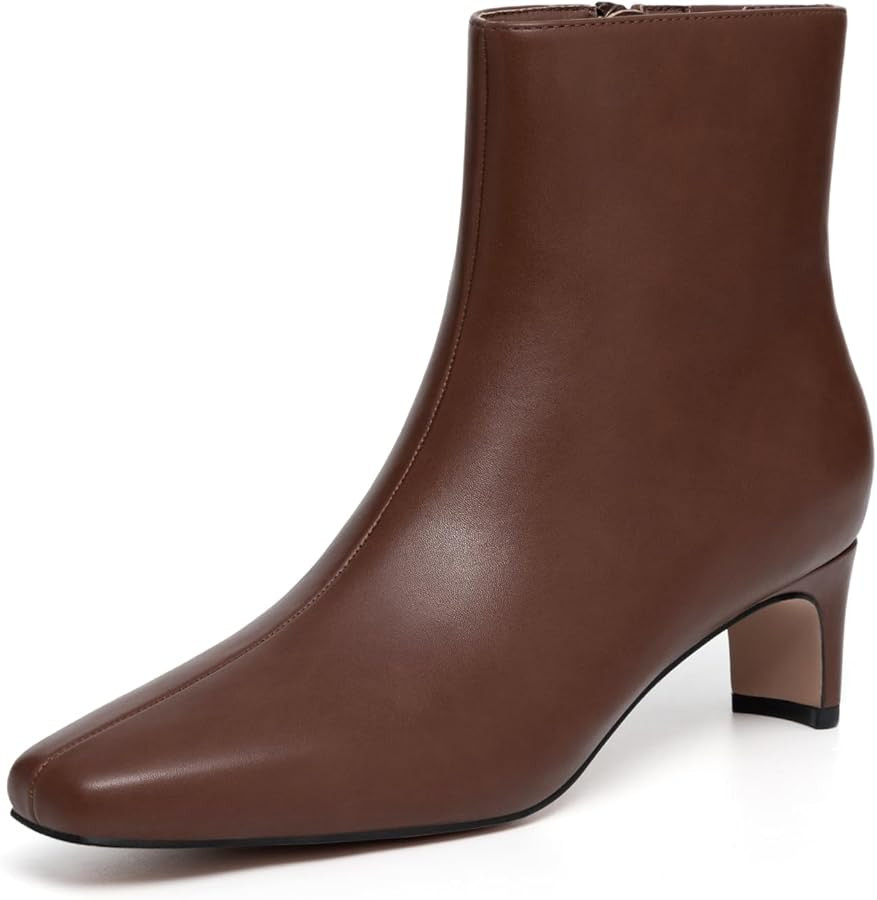 Athlefit Women's Ankle Boots Comfortable Low Heel Pointed Square Toe Dress Short Boots with Side ... | Amazon (US)