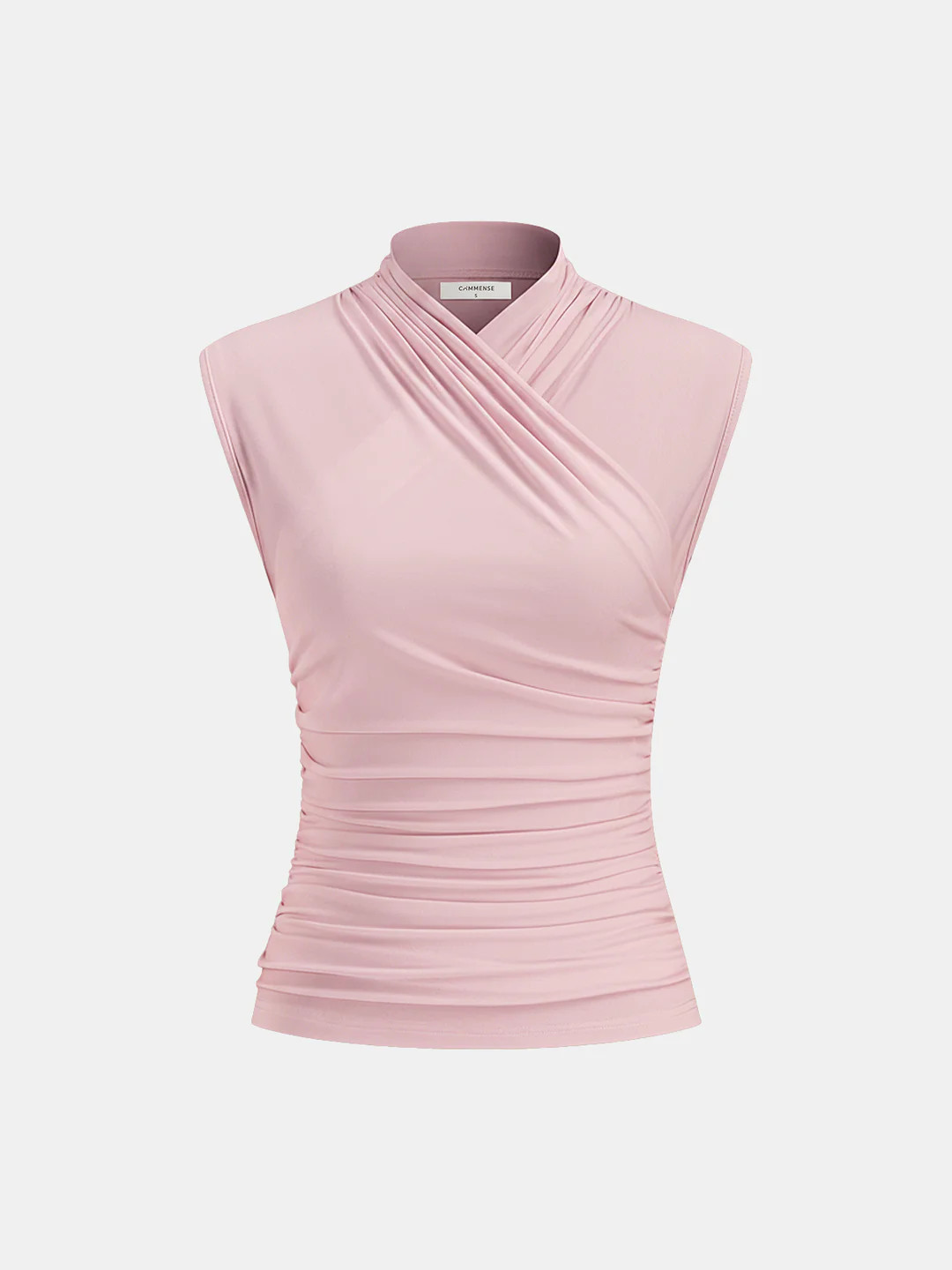 Cross Neck Ruched Fitted Tank Top | Commense