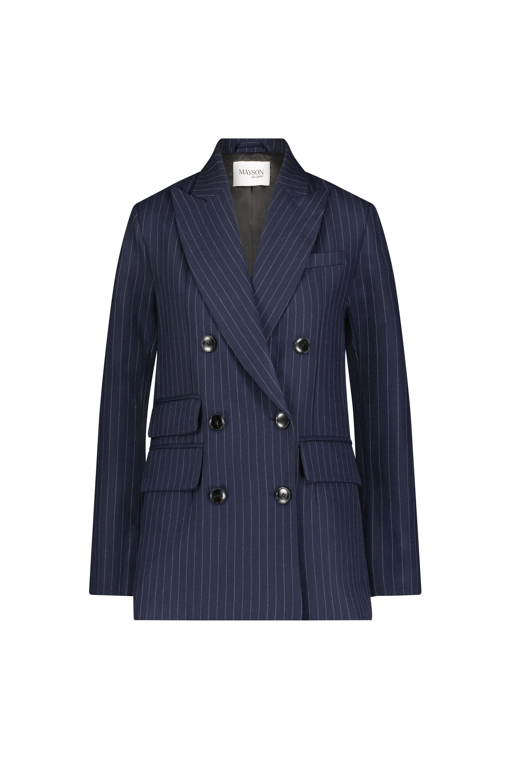 Pinstripe Wool Twill Double Breasted Blazer | MAYSON the label