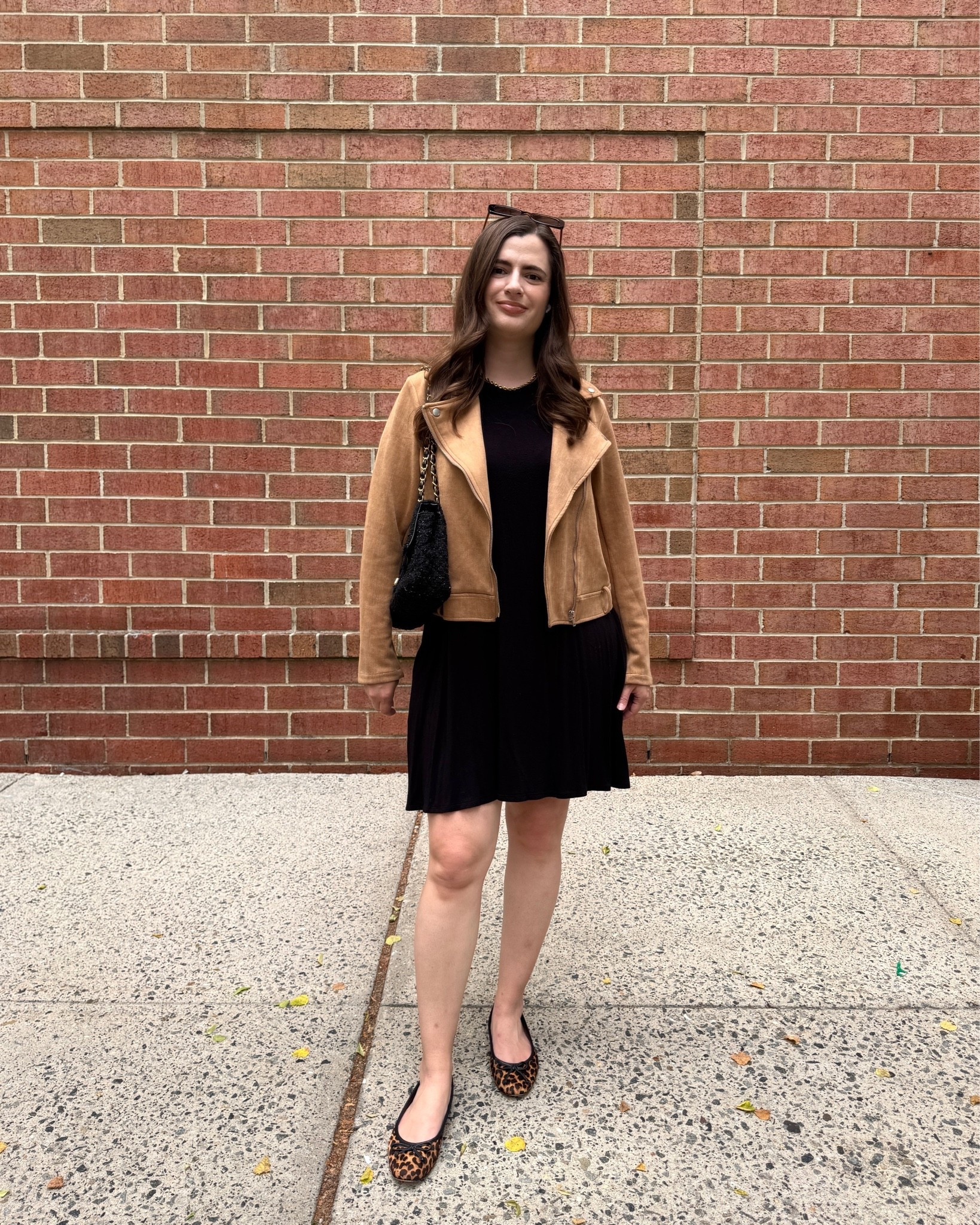 This lightweight suede jacket is perfect for summer. I kept it super simple and styled it with a black shift dress and some leopard flats. I also threw in my sunglasses and black shoulder bag.

#LTKootd #LTKWorkwear