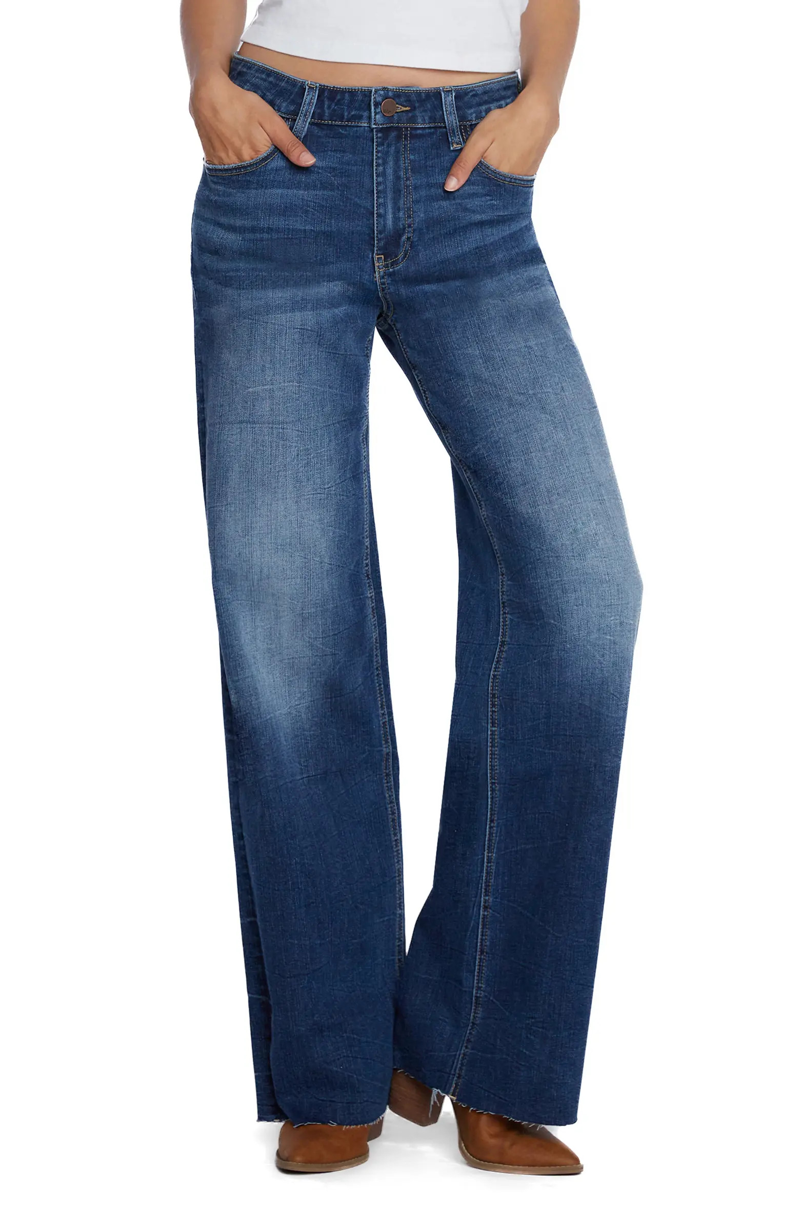 Lila Raw Hem Mid Rise Relaxed Boyfriend Jeans | Nordstrom