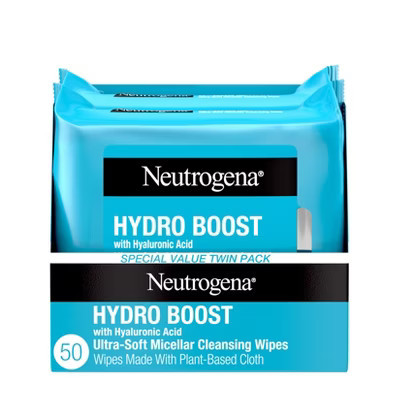 Neutrogena Hydro Boost Facial Cleanser Wipes - 50ct: Paraben-Free, Hypoallergenic, Suitable for Dry Skin | Target