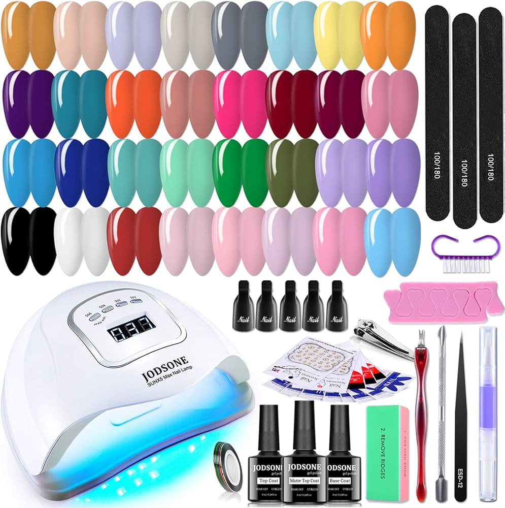 JODSONE Gel Nail Polish Kit with UV Light for Nail 32 Colors Soak Off Nail Gel Polish Set Manicur... | Amazon (US)