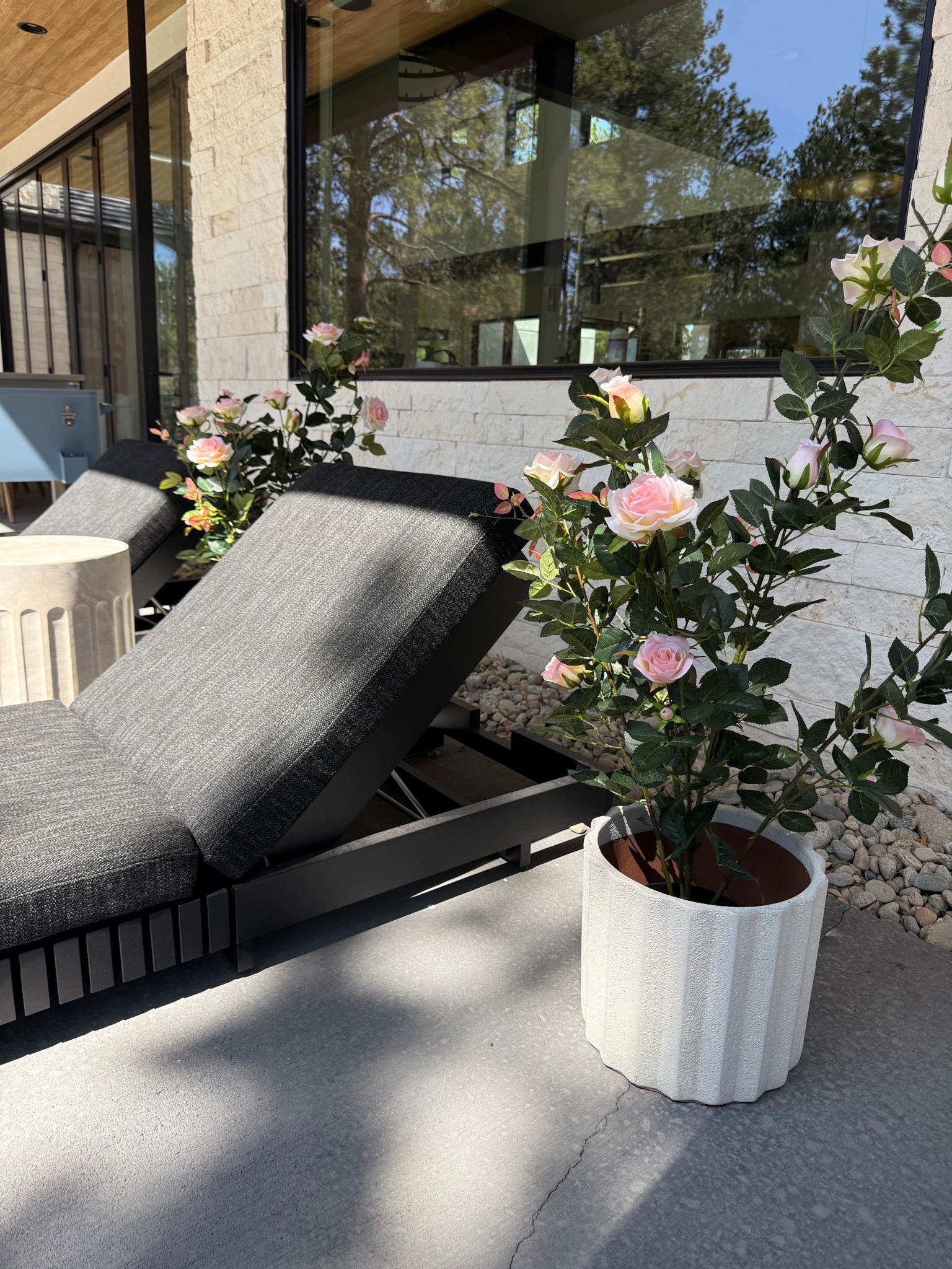 A subtle pop of pink of the patio. These faux rose plants are just what this space needed! I’m keeping them in the shade outdoors. They come in four different colors.

#LTKdayinmylife #LTKSeasonal #LTKHome