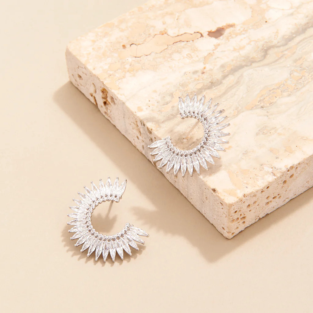 Crystal Madeline Hoop Earrings Clear | Mignonne Gavigan