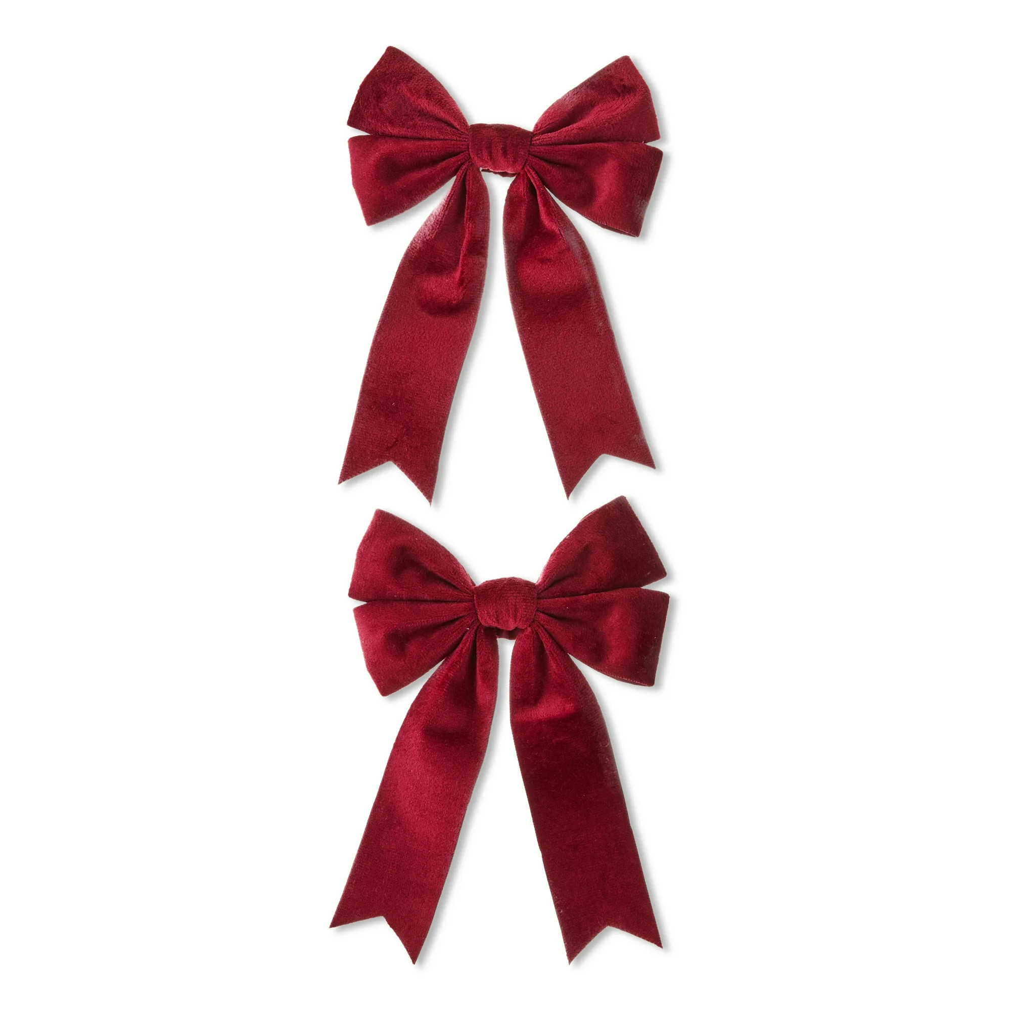 Burgundy Velvet Decorative Christmas Bows, 7", 2 Count, by My Texas House | Walmart (US)