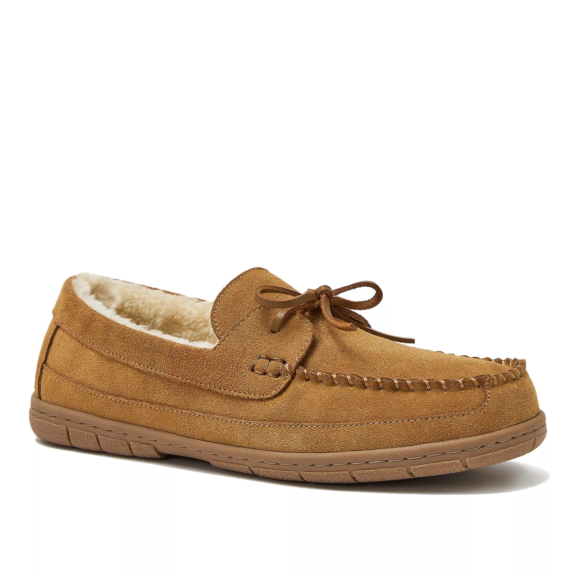 Men's Fuzzy Lined Lace Up Moccasin Slippers | Lands' End (US)