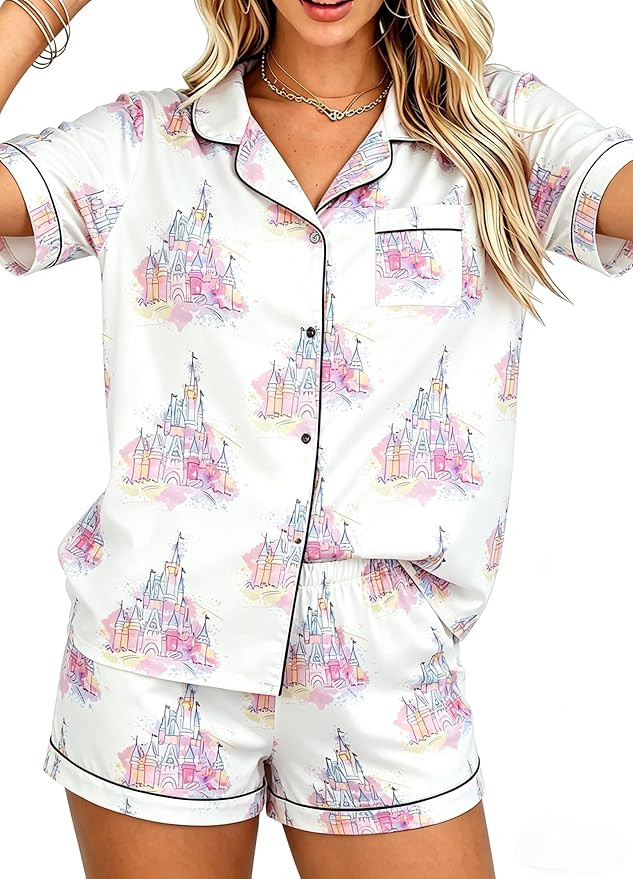 MYHALF Satin Pajamas Set for Women Button Down 2 Piece Lounge Pjs Lightweight Summer Sleepwear V ... | Amazon (US)