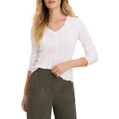 nz BY NIC AND ZOE Cleo Cotton Pointelle Top in Paper White at Nordstrom, Size Large | Nordstrom
